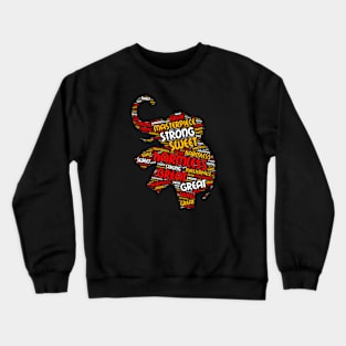 Word Cloud Art Elephant Design Crewneck Sweatshirt